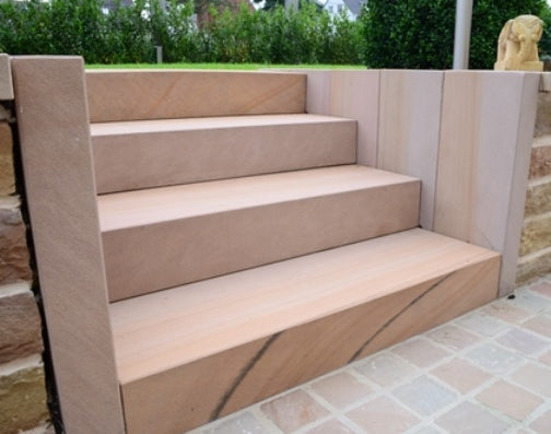 Blockstufen, Indischer Sandstein, Farbe “Sahara Beige”